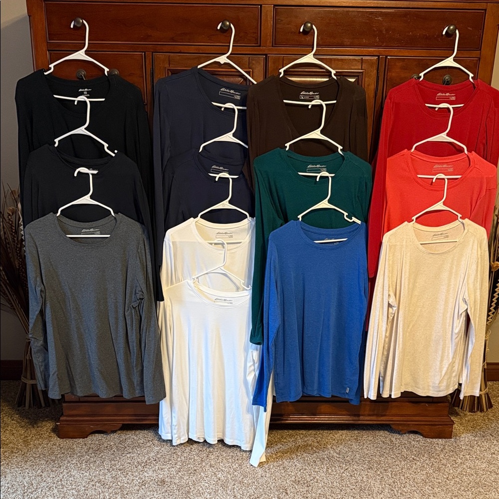 Women's Eddie Bauer Long Sleeve Tshirts, Assorted Colors, 13 in Total, XXL